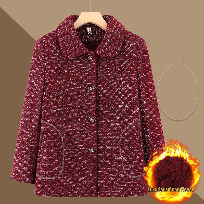 Spring and Autumn Outerwear for Middle-aged and Elderly Women, Plus Size, Short Style, Ages 60-80.