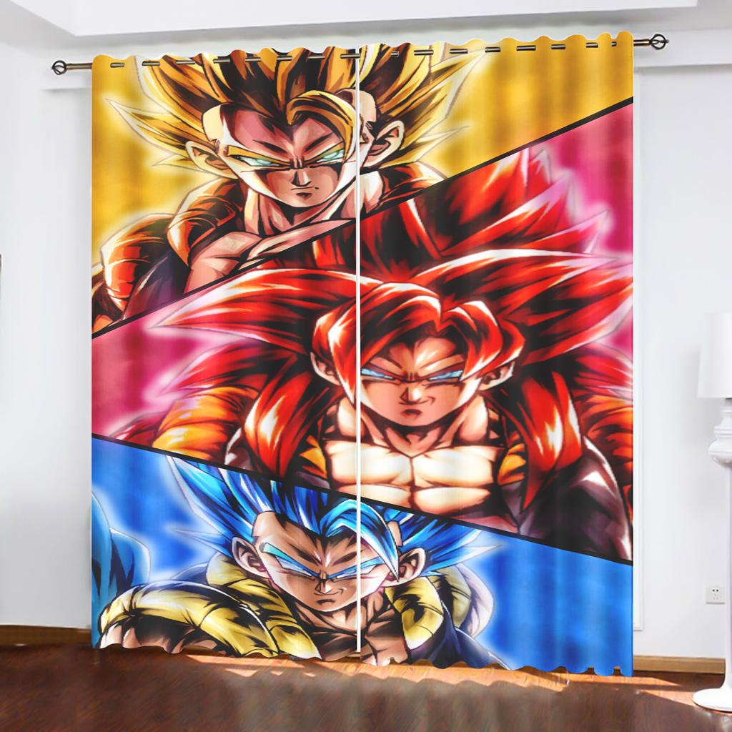 Dragon Ball Anime Curtains for Living Room Bedroom Blackout Drapes 1pc Home Decor Perforated Dustproof