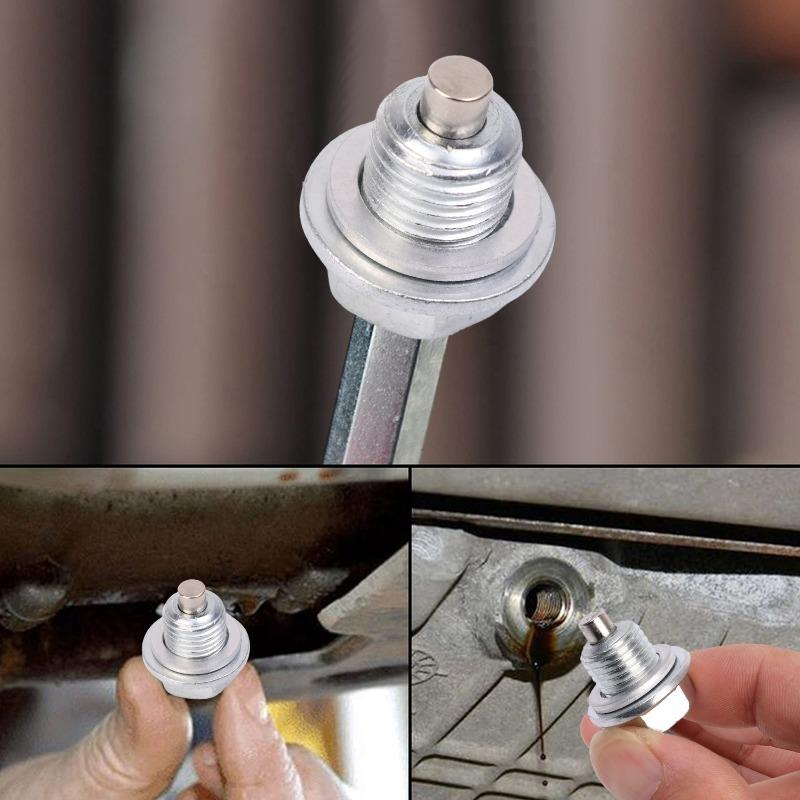 Car Engine Oil Pan Drain Plug Bolt M14*1.5 Silver with Washer Magnetic Oil Drain Screws Seal Ring for Modern Kia Accessories