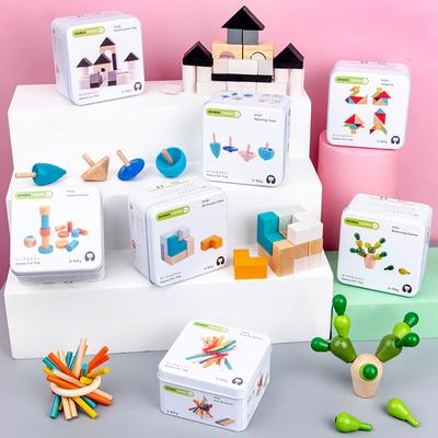 Montessori Pudełko Metalowe Zabawki 2-6 Lat Puzzle dla Niemowląt Oświecenie Wczesna Edukacja Klocki Kostka Rubika Żyroskop Drewniane Puzzle