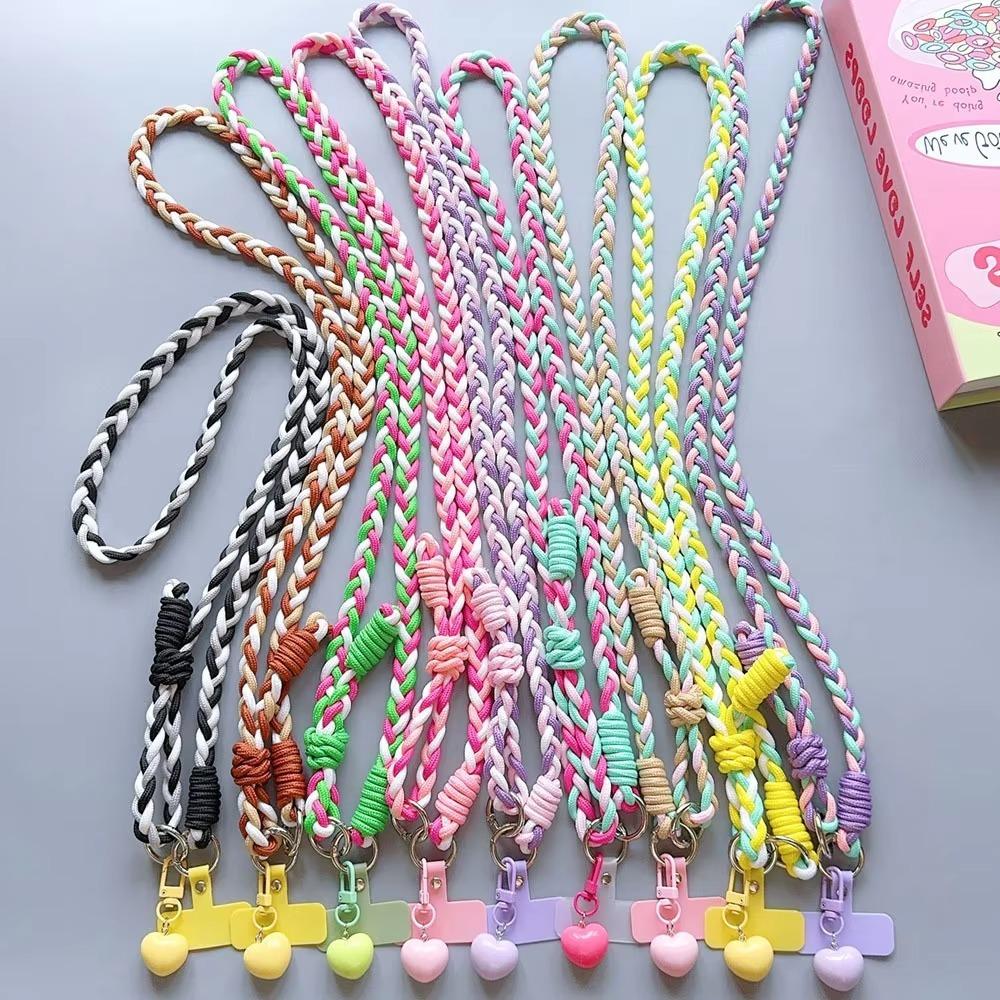 Braided Chain Mobile Phone Crossbody Lanyard Anti-lost Heart Crossbody Phone Strap