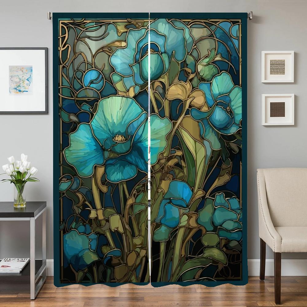 Window Home Interior Kitchen Curtains for Living Room 2 Pieces Blackout Curtains Door Curtain Trend Bedroom Decoration Partition