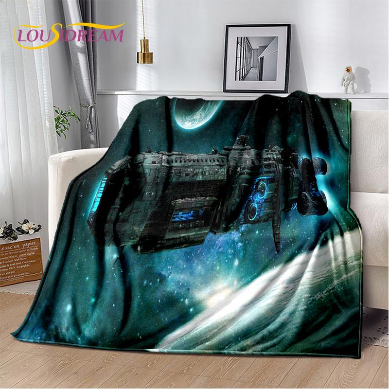Spaceship  Spacecraft Universe UFO Blanket,Flannel Soft Throw Blanket for Home Bedroom Bed Sofa Picnic Office Hiking Kids Cover