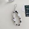 Mobile Phone Chain White Pearl Bow Ins Simple Wind Square Pendant Love Striped Bead Accessories, Mobile Phone Lanyard