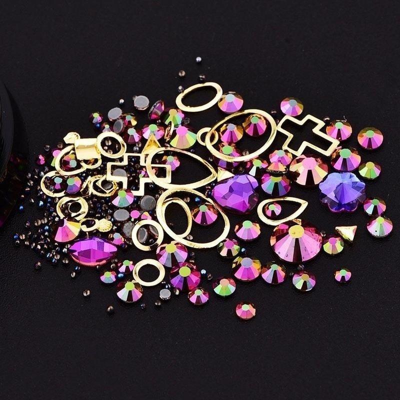 Rainbow Jelly DIY Nail Art Sticker Rhinestone Fashion 3D Charms Wheel Manicure Rivet Stud