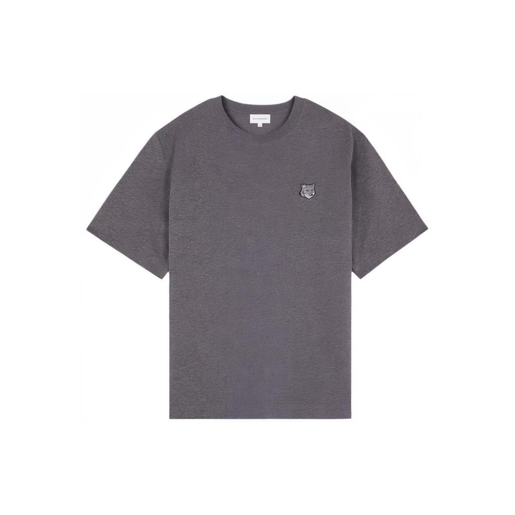 Maison Kitsune SS24 Fox Head Patch Loose Short Sleeve T-Shirt Men Tops Dark-Gray LM00107KJ0119-H170