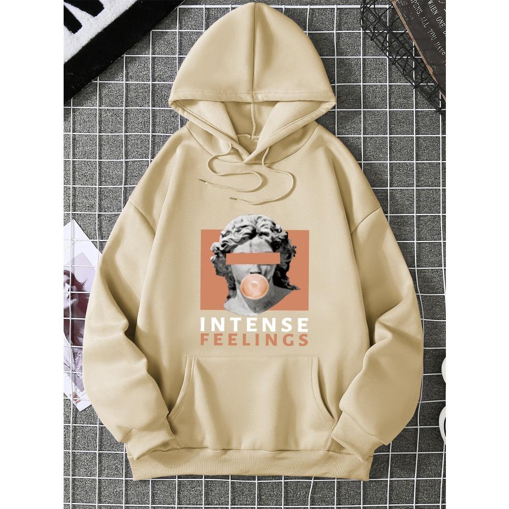 INTENSE FEELINGS Creative Printing Female Hoodies Pocket Loose Pullover Hip Hop Women Multicolor Hoodie Casual Clothes