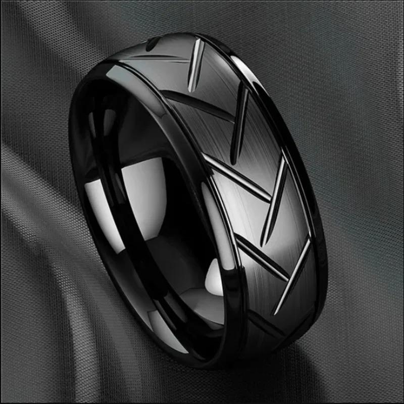 Fashion 8mm Tungsten Wedding Rings For Men Black Brushed Stainless Steel Celtic Dragon Ring Men's Wedding Band Jewelry