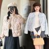 Xiaoxiangxiangfeng Thin Cotton Jacket Short Xiaoxiangfeng Sea Salt Blue Milk Cream White Grapefruit Powder