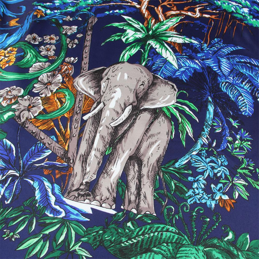 POBING Silk Scarf Women Large Shawls Foreast Tiger Print Stoles Square Bandana Luxury Kerchief Hijab Scarf Female Foulards 130CM