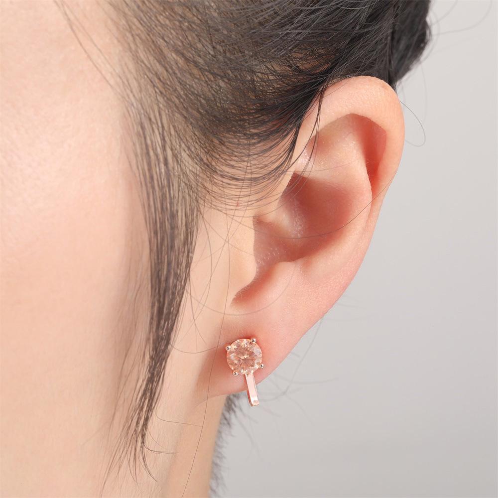 

European and American Style Rose Gold Rhinestone No-Pierce Ear Clips