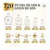 Bead Mix Set 720 Pieces Pearl Beads Handicraft Accessories Parts Spacer Set Handmade Round Beads Strap Bracelet Parts Assortment DIY Handicraft