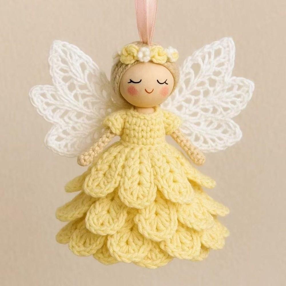 Cute Crochet Angel Ornament Kit Handmade Knitted Angel Pendant DIY Crochet Kit  Holiday Decor