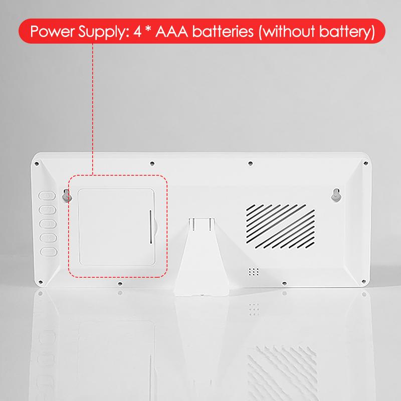 Battery Powered Large Screen LCD Digital Desktop Clock Temperature Humidity Electronic Clock Date Week Time Mute Wall Clock