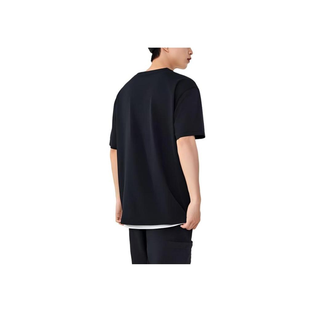 Anta Sport Lifestyle Series Letter Print Round Neck Straight Fit Knitted Short Sleeve T-Shirt Unisex Tops Black 152438110-4