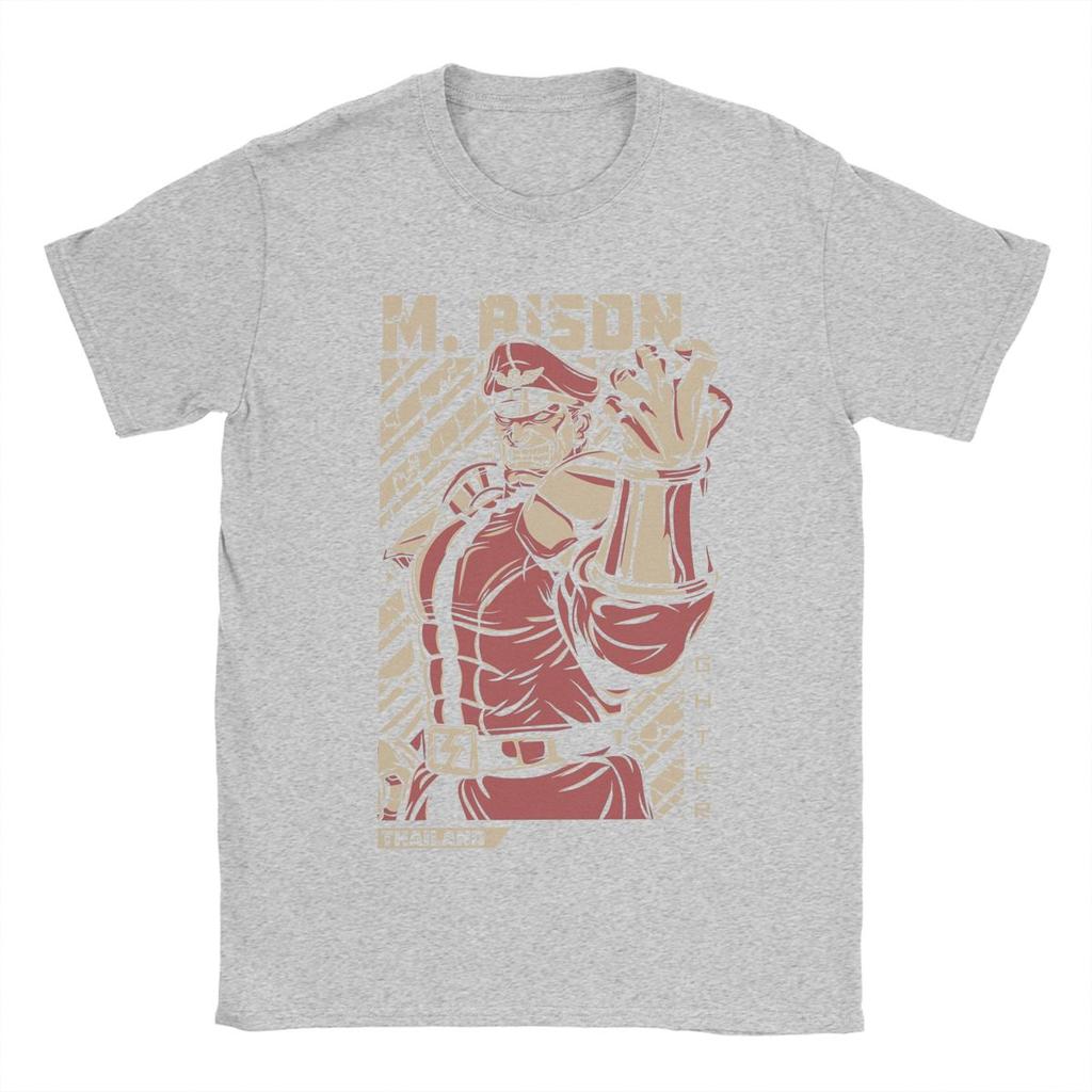 Men's M.Bison Streets Fighters T Shirts Game Pure Cotton Clothing Funny Short Sleeve Round Neck Tees Plus Size T-Shirt