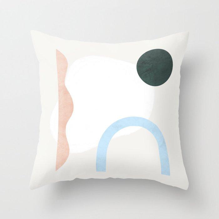 Cushion Pillow Abstract Oil Painting Girl Mountain Peak Sun Moon Cactus Pillowcase Geometric Sofa Pillowcase Cute Throw Pillow