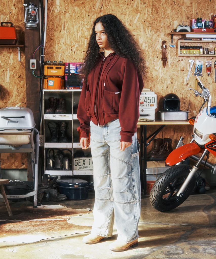 Thevinylhouse Stitch Hoodie Zip-Up Burgundy