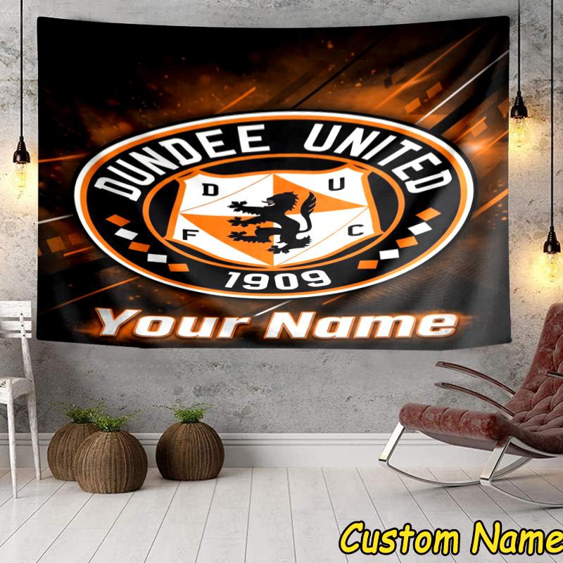 Custom Name Dundee United Crest Design Tapestry Accessories for Bedroom,Livingroom, dormitory Room Wall Hanging Decor, Fan Birthday Gifts