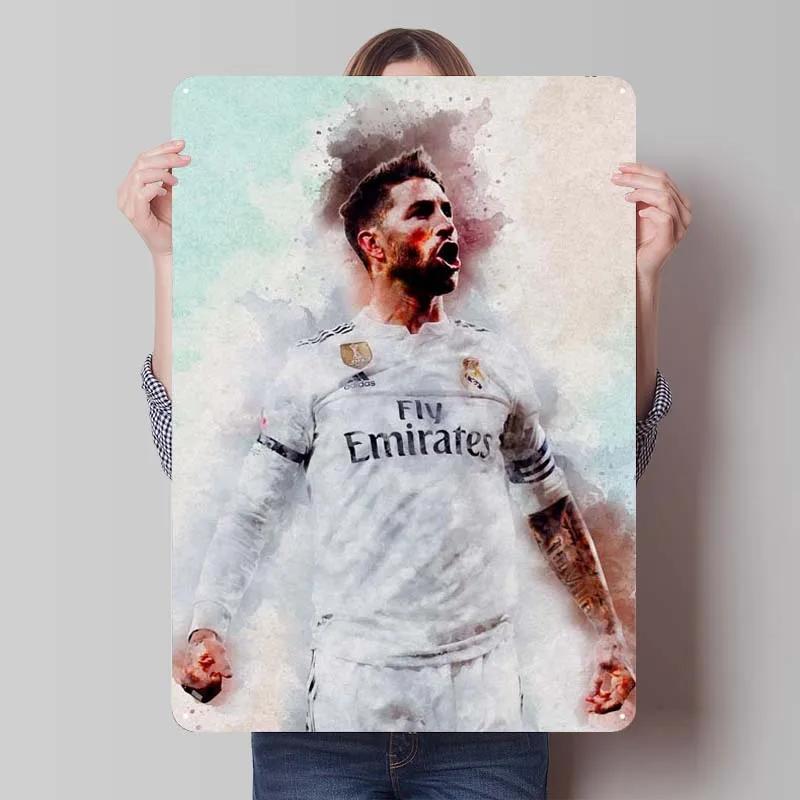 Sergio Ramos Metal Sign Sports Poster Room Decoration Man Cave Vintage Tinplate Sign Plaque for Wall Art Decoration Retro Home