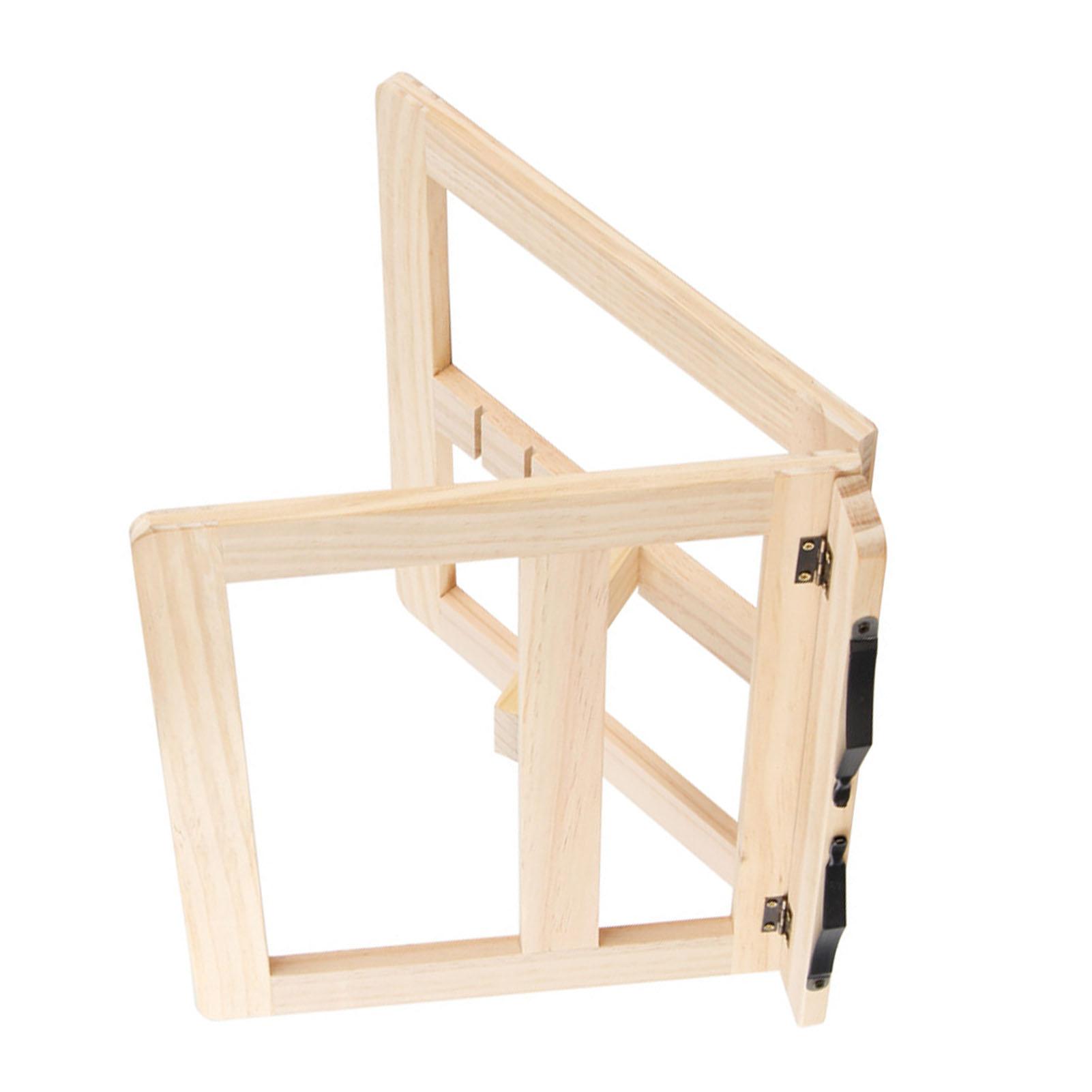 Wooden Book Stand Adjustable Book Holder Reading Stand Recipe Cookbook Holder for Kid Adult Home Iron Clip