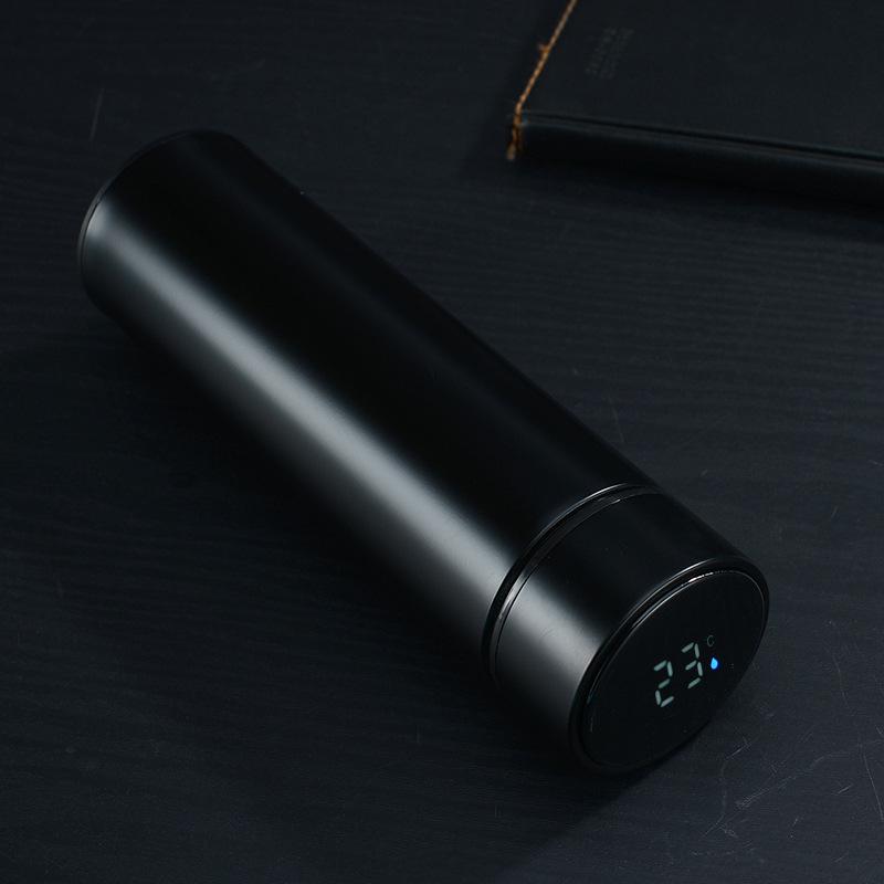 500 мл Умная термокружка с изменением цвета, с поддержанием температуры, из нержавеющей стали, вакуумная, герметичная, дорожная, термокружка для кофе, подарок 500ML чёрный
