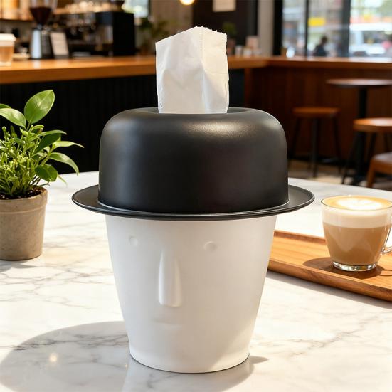 Yousheng Herrenkopf Taschentuchhalter Gentleman mit Zylinder Taschentuchbox Künstlerischer Taschentuchspender Schreibtisch Mülleimer für Zuhause Büro Wohnzimmer Schlafzimmer