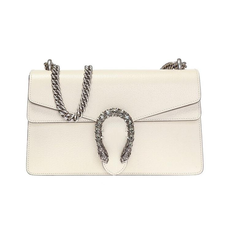 GUCCI Dionysus Leather Crossbody Bag, Shoulder Bag Small Womens White