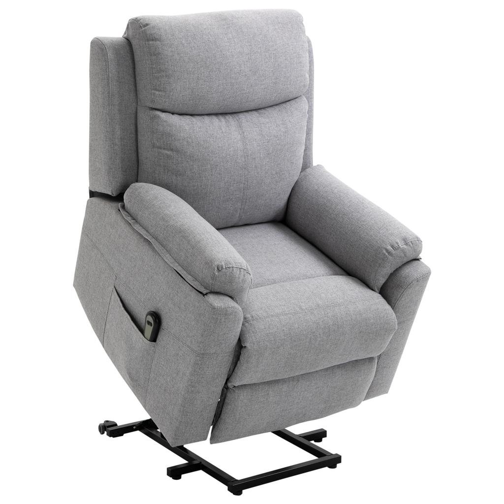 Rising Armchair With Standing Aid Electric Reclining Function Remote Control Pocket Spring Core Up To 120 Kg Gray