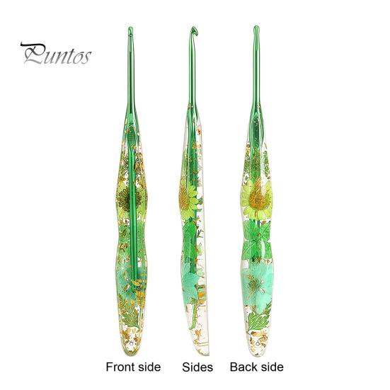 Comfortable Grip Crochet Hook Resin for Beginners, Crocheting Lovers, 2.0mm-8.0mm Ergonomic Durable with Long Floral Handle Blankets, Dolls,