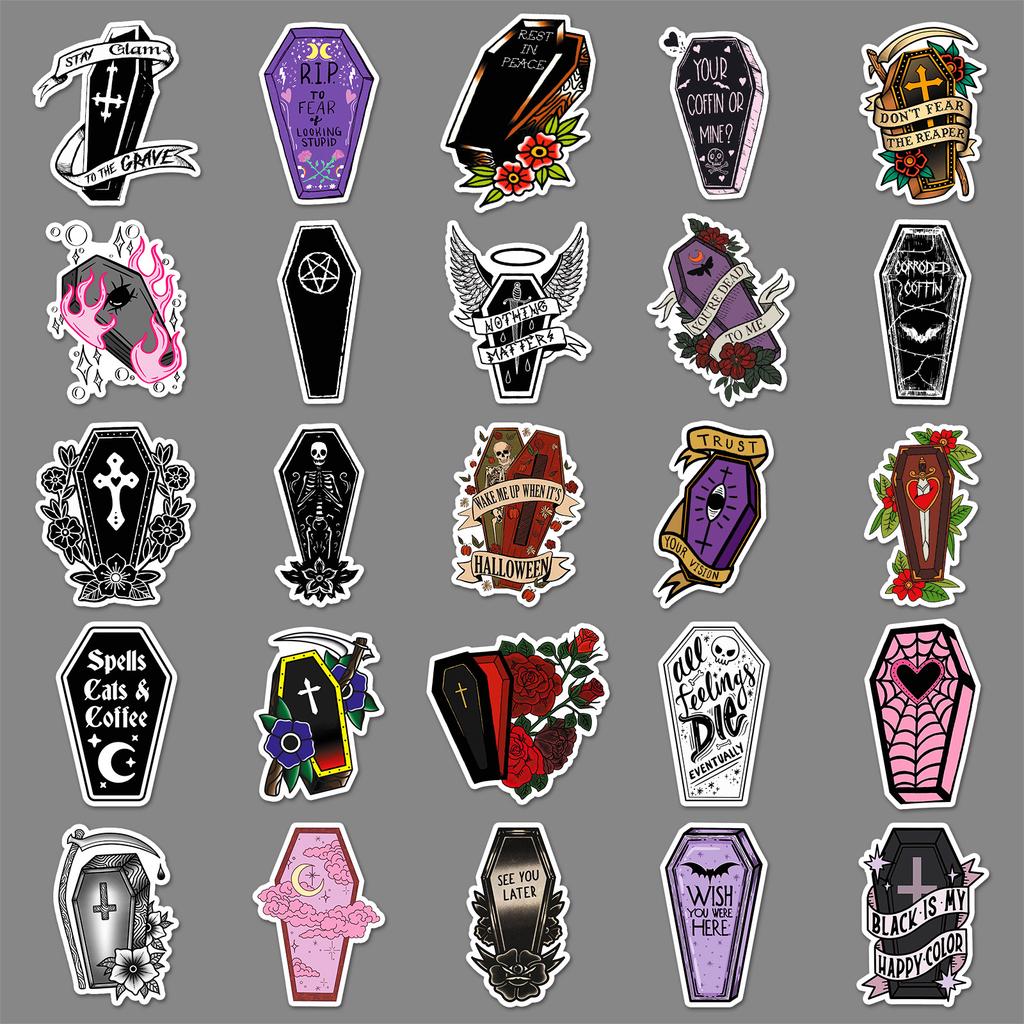 50 Dark Wind Graffiti Stickers Personalized Creative Halloween Gothic Decorative Skateboard Stickers