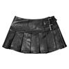 PU Leather Pleated Skirt High Waist Female Summer Thin Ultra Short Skirt Y2k Korean Fashion Cute A Word Skirt