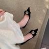 Celebrity Flower Buckle Banquet Temperament Pointed Rose Rhinestone Buckle Thin Heel Single Shoes Women's Spring Spring High Heels