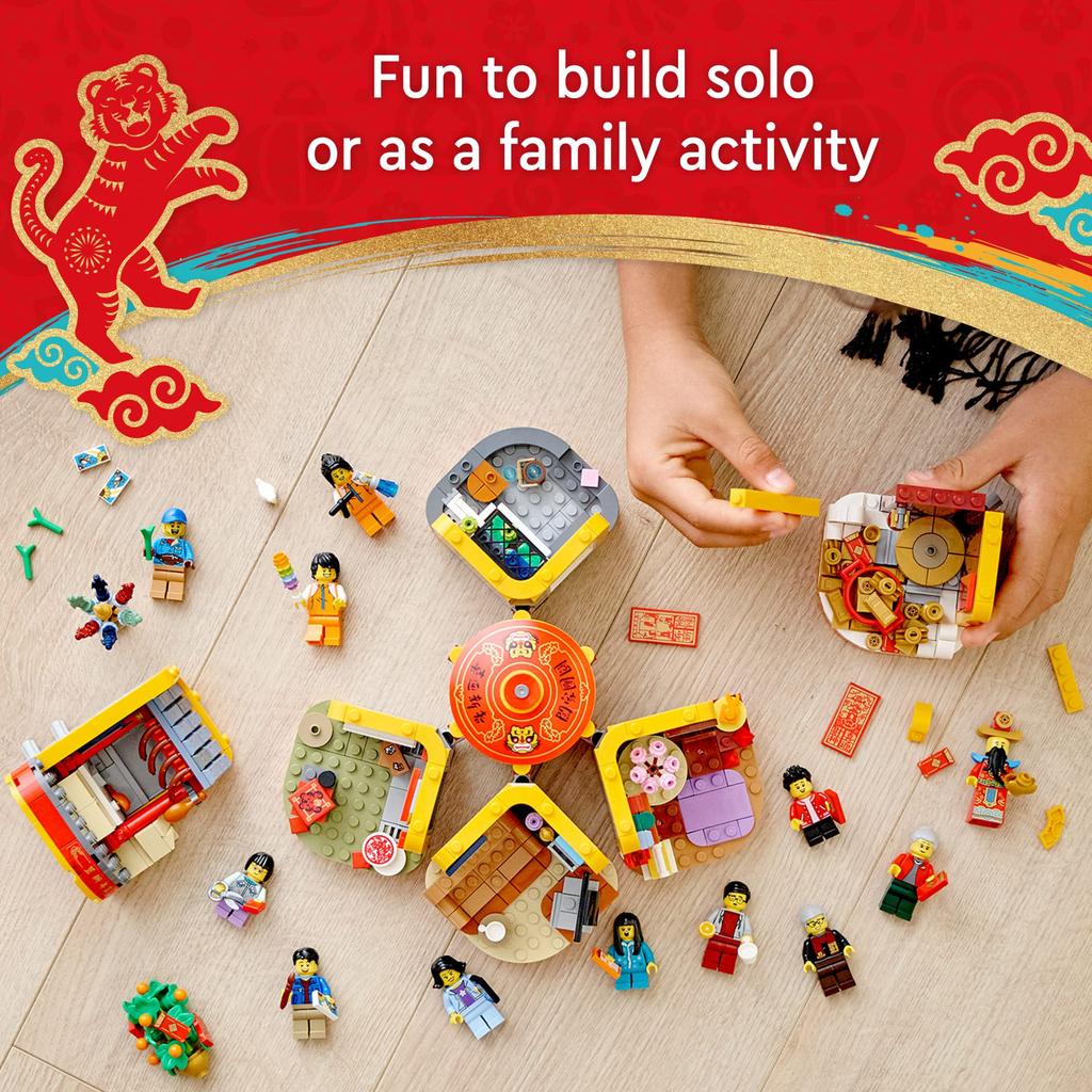LEGO Lunar New Traditions 80108 Building Kit Gift for Kids Ages Toy with 6 Celebration Scenes and 12 Minifigures God of Wealth Year's - 8+ - - (1,066
