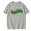 Men's Summer Versatile Solid Color Letter Print T-Shirt Fashionable Casual Street Style Round Neck Comfortable Summer Top