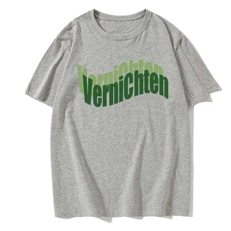 Men's Summer Versatile Solid Color Letter Print T-Shirt Fashionable Casual Street Style Round Neck Comfortable Summer Top