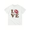 Liebesbrief Kreativer Stil Leoparden Lippenabdruck Muster Rundhals Surfen Strand T-Shirt Sommer Frühling Damen Kurzarm