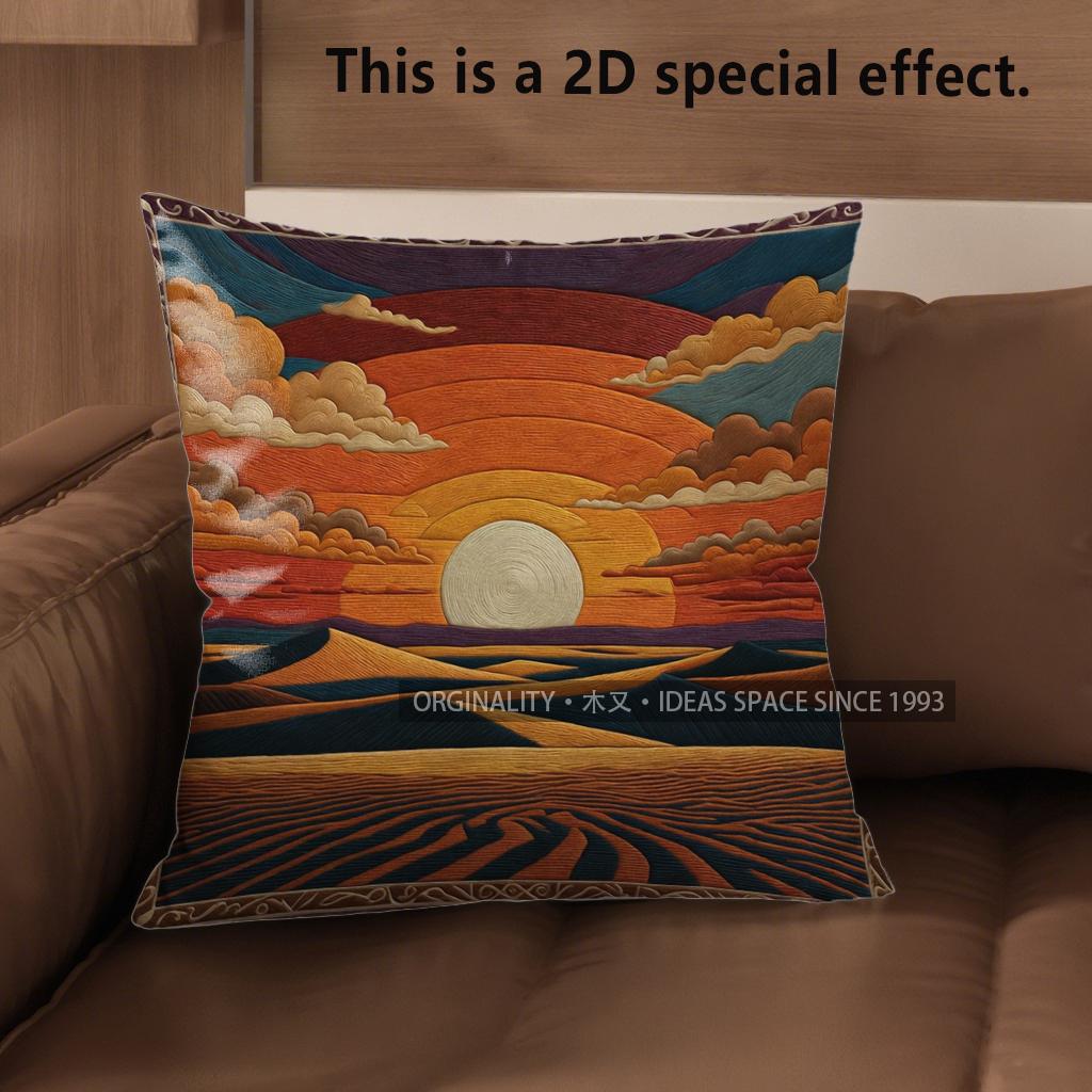 2D Southwestern Desert Sunset Boho Pillow Covers Pattern Cushion Cover Suitable For Sofa Bedroom Car Pillow Cover