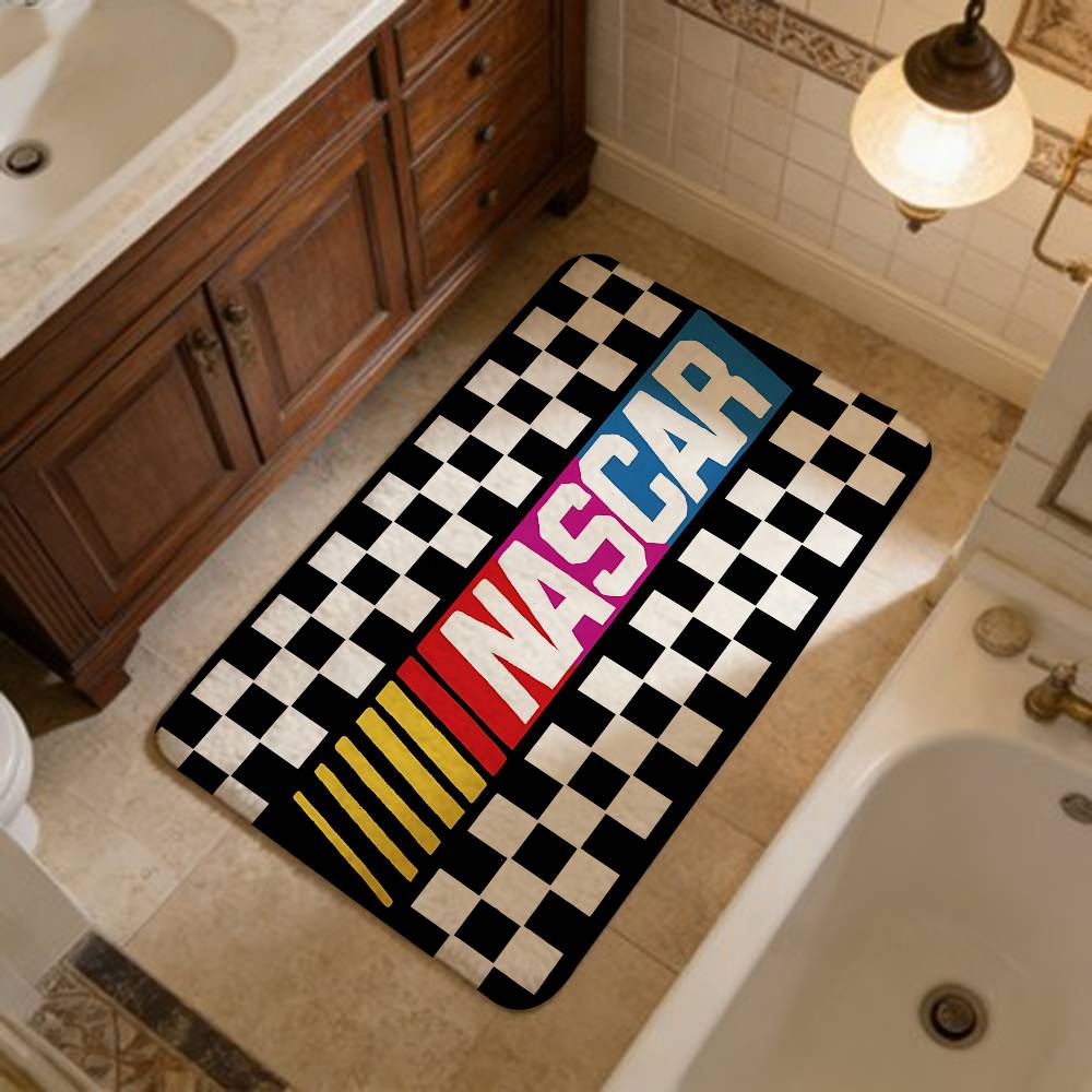 N-NASCARS Racing Car Bathroom Mat INS Style Soft Bedroom Floor House Laundry Room Mat Anti-skid Welcome Doormat