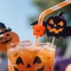 Halloween Pumpkin Bucket Straw Topper Drinking Straw Cap for 30oz