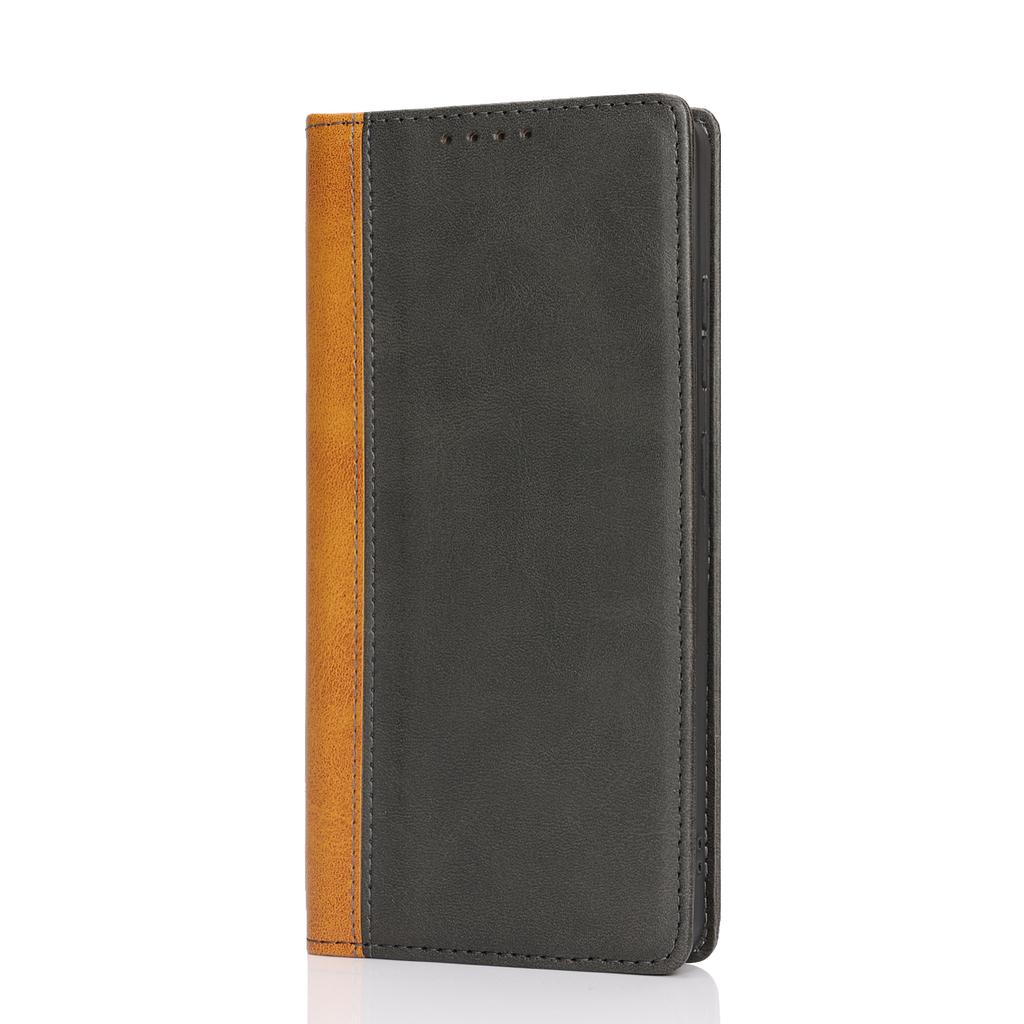 For Samsung Galaxy S25 Ultra Case Calf Texture 3 Card Slots Color Splicing Leather Phone Cover