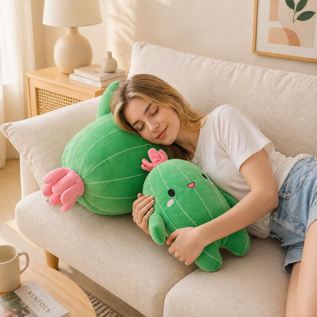 Cute Cactus Plush Toy Kawaii Plant Stuffed Doll Soft Pillow Cushion Cartoon Plushie Kids Gift Bedroom Home Decor