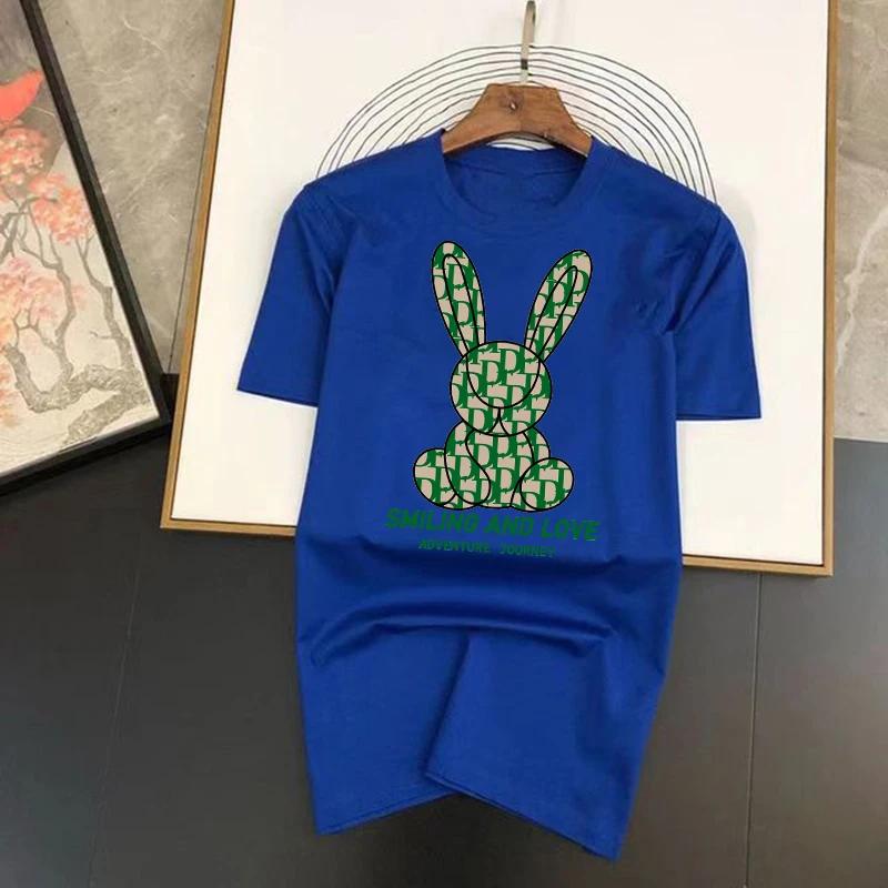 

2023 Summer Luxury Brand Funny Rabbit 100%Cotton Men s T-shirt For Men Short Sleeve Printed T Shirt Top Tshirt Clothing XXXXXL хакі