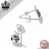 Original Sterling Silber Bunte Käfer Ohrringe mit S925 Zirkonia Insekt Design