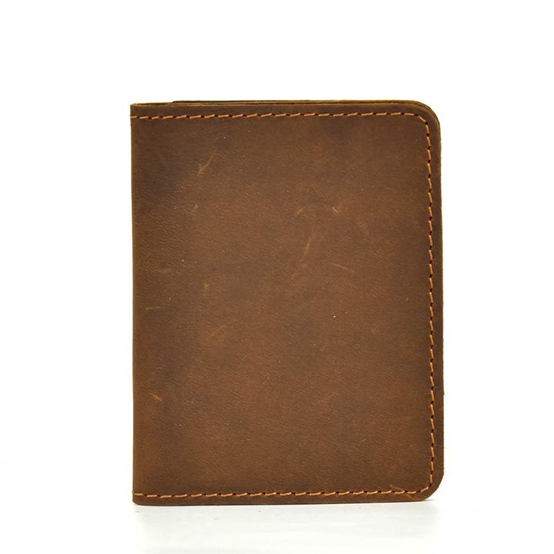 Leather Short Wallet Retro Leather Durable Men'S Wallet Crazy Horse Leather Document Wallet Simple Card Bag Driver'S License