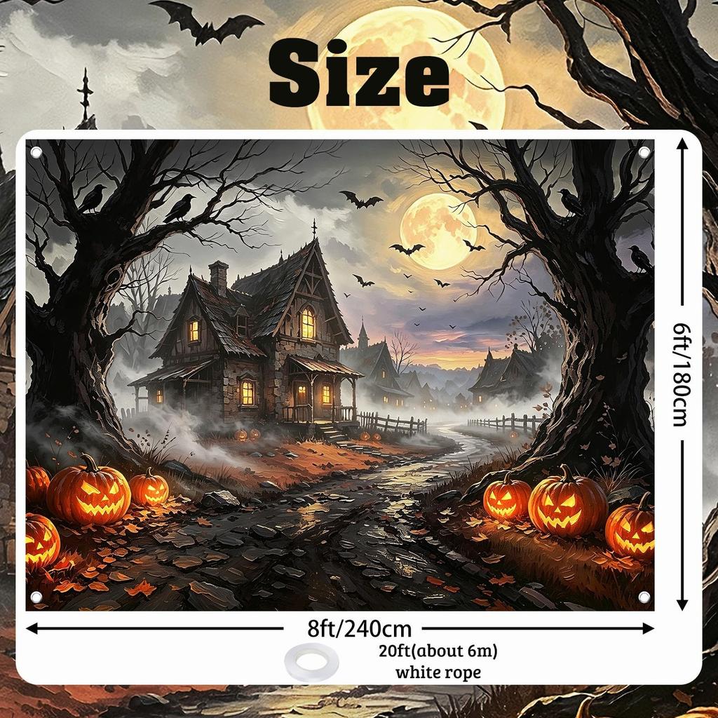Halloween Backdrop Haunted House Halloween Banner Photo Props 8x6ft