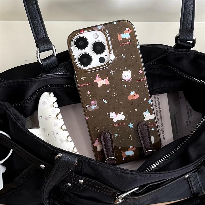 Dachshund-Themed Autumn/Winter Phone Case with Hand Strap for iPhone 17/16 Pro Max/15/14