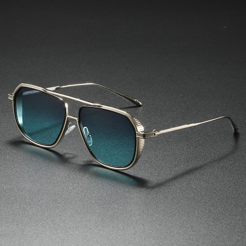 Non-polarized Fashion Sunglass Men Vintage Sunscreen Oversized Sunglasses Women Trendy Metal Glasses