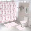 Pink Bow Shower Curtain Polyester Waterproof Fashion 1pc/3pcs/4pcs Bathroom Floor Mat Toilet Set Bath Accessories Mildew Proof