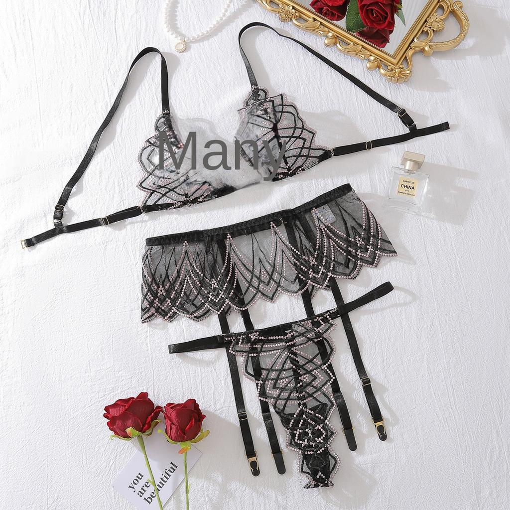 Mesh Perspective Slimming Bra Set 3 Piece Set Underwear